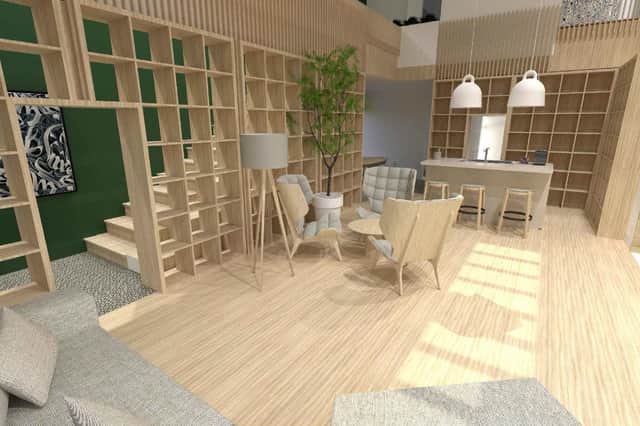 Artist's impression of new wellbeing hub for NHS staff being created at the Victoria Hospital, Kirkcaldy, due to open Autumn 2021