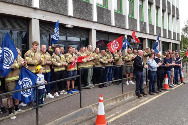 Firefighters demonstrate at Fife House (Pic: FFP)