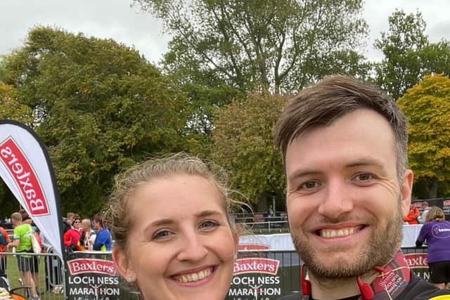 Jamie Eadie and Kasia Peel having completed their first marathon