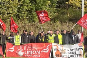Striking workers at Diageo