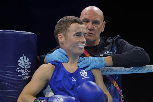 Mike Kean ringside with Team Scotland