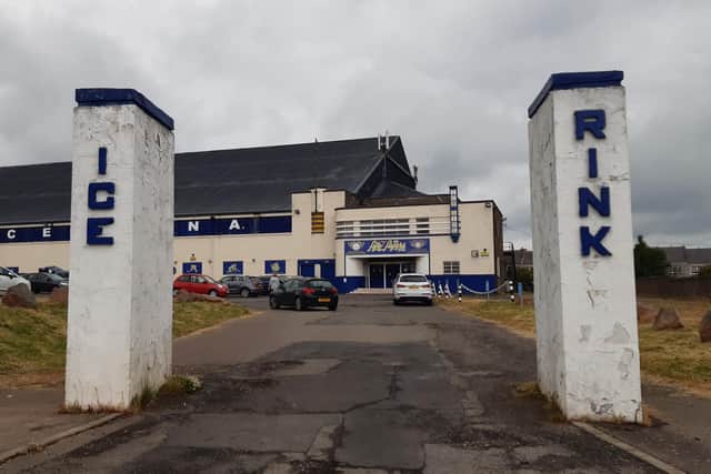 The distinctive pillars leading to Fife Ice Arena in Kirkcaldy (Pic: Fife Free Press)