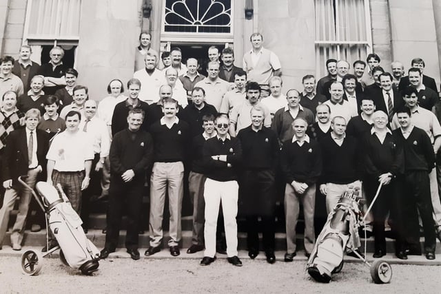 Pictured on the steps of Balbirnie House Hotel are the golfers taking part in the fourth Pro-Am competition staged at Balbirnie Golf Club in 1993.