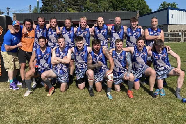 The Kingdom Kangaroos squad after a win over the West Lothian Eagles in Linlithgow last month. Picture: Chris Kidd