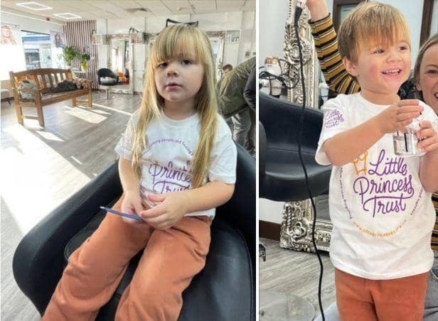 Billy Evans before and after he donated 13 inches of hair to the Little Princess Trust (Pic: Jenna Evans)
