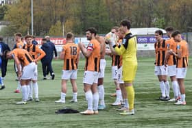 The East Fife team applaud the Bayview home support after the match (Photo: Kenny Mackay)