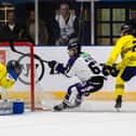 Czech netminder Dominik Groh in action for Fife Flyers v Glasgow Clan (Pics by Derek Young)