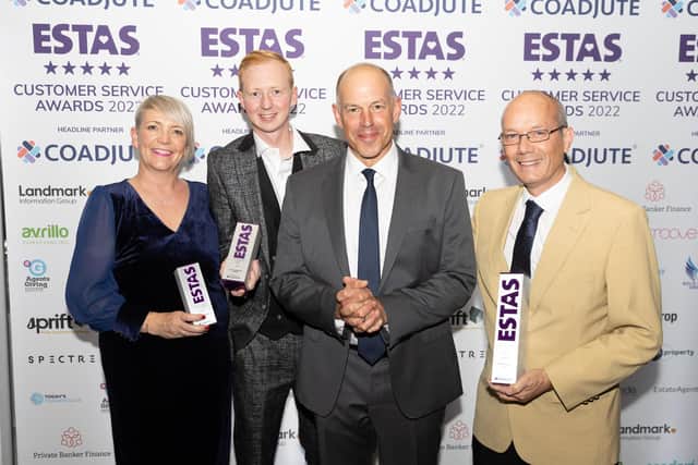 Fromleft: sales manager Perrie McIntosh; estate agent Jimmy Mullen; Phil Spencer and Jim Parker.