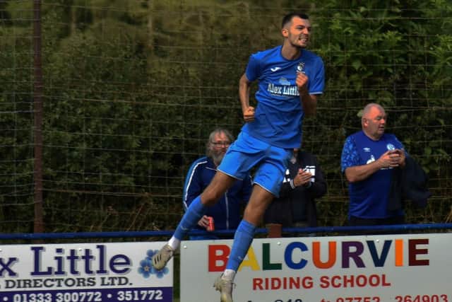 Lewis Payne celebrating his first goal. Picture by Eilidh Black