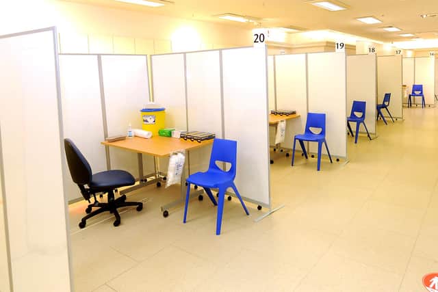 The vaccination booths in the new centre in the former M&S in Kirkcaldy High Street (Pic:  Fife Photo Agency)