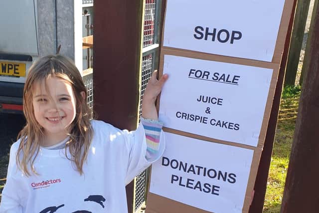 Romy Smart (5) from Kirkcaldy helped to raise money by setting up a stall selling homemade cakes and cartons of juice.