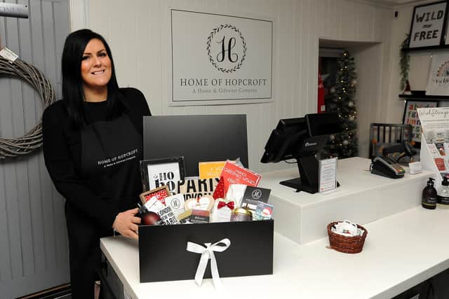 Home of Hopcroft - Owner Charlene Hopcroft with the prize hamper which will be given away at the special anniversary event this Sunday in store. Pic: Fife Photo Agency