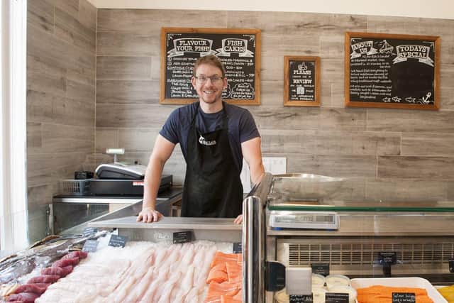 Calum Sinclair of C. Sinclair fish merchants. He opened the new shop in Kirkcaldy High Street in September 2020.