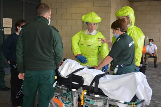 Frontline hospital workers were put through a simulated emergency situation
