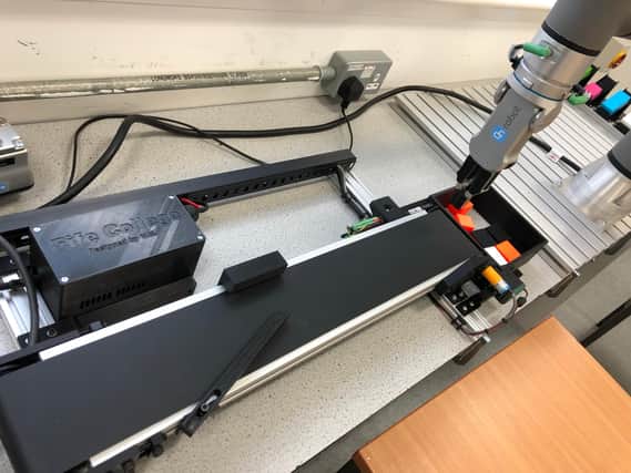 The colour sorting robot shown above is just one of the low-cost digital solutions for small manufacturers to be presented at Fife College’s online webinar as part of the ‘Digital Manufacturing on a Shoestring’ programme.