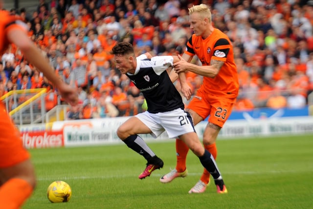 August 27, 2016: Dundee United 2-2 Raith Rovers. Goals by Jordan Thompson (pictured) and Kevin McHattie earn Raith draw after United goals by Willo Flood and Cammy Smith (penalty) (Pic FPA)