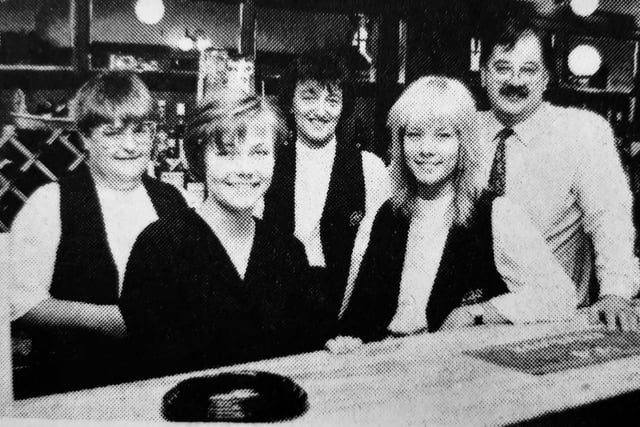 July 1989 saw the opening of the Cafe Continental in Hill Street. 
Pictured are owner Harraty Monaghan with Dawn McQuillan, Kristina Stedul, Cath McCartney, and Monika Stedul.