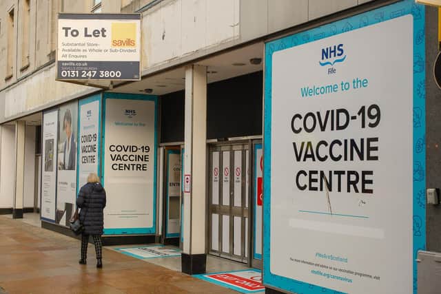 The signage will soon be removed from the vaccination centre in Kirkcaldy's High Street (Pic: Scott Louden)