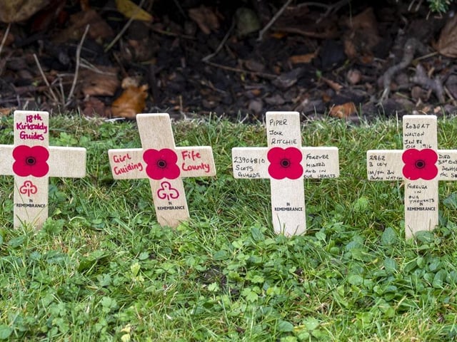 Crosses can be placed in the garden until Remembrance Sunday