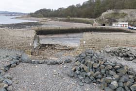 The breach in the sea wall at Dysart Harbour | Pic: Fife Council