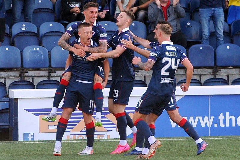 September 2, 2023: Raith Rovers 3-2 Queen's Park. Rovers celebrate Callum Smith opener before going 2-1 down to Queen's goals by Turner and Dom Thomas, but Lewis Vaughan's late double wins it (Pic Fife Photo Agency)