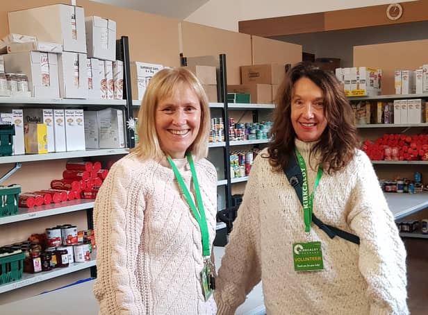 Kirkcaldy Foodbank volunteers, Liz Gavin and Grace Kinsella.