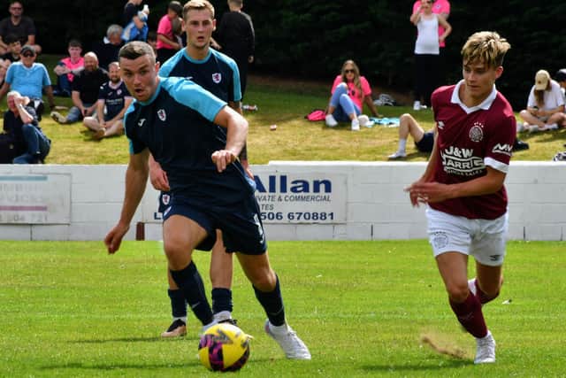 Ross Matthews in possession for Raith Rovers during their 4-1 pre-season friendly win at Linlithgow Rose on Saturday (Photo: Eddie Doig)
