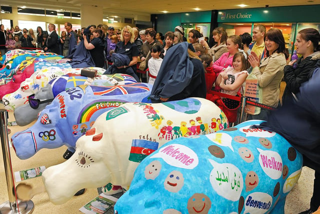 The 2012 unveiling of the hippos in the Kingdom Centre, Glenrothes