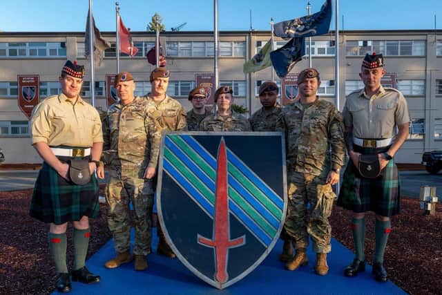 Corporal James Eadie (far left) and Sergeant Dean Tudor (far left) with their US counterparts in Seattle (Pic: Submitted)