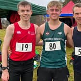 Fife Athletic Club's Ben Sandilands, Michael Sanderson and Robert Sparks at the Scottish student cross-country championships at Livingston