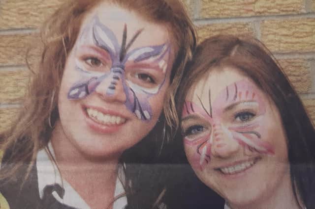 The end of school tem was marked ar Kirkcaldy High school with face  painting among other activities.
Pictured are senior pupils Kim Dodds and Natalie Gunn.