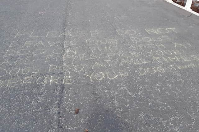 Chalk message aimed at lazy dog owners on Kirkcaldy Esplanade