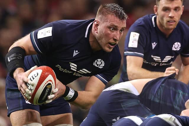 No 8 Matt Fagerson on the ball during Scotland's 27-26 Six Nations win against Wales at Cardiff's Principality Stadium on Saturday (Photo: Warren Little/Getty Images)