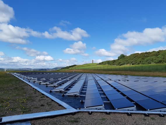 Solar panels at reservoir