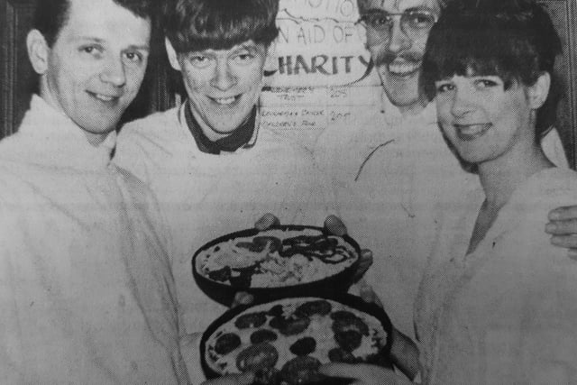 A Mile of Pizza competition was staged by Mama Mia’s - one of Kirkcaldy’s best known pizza restaurants.- and Nicols.
It raised money for ten different charities.
Pictured with their pizzas are (from left) head chef Steve Paterno, and chefs Stephen Leslie, Xander Hutchison, and Ailsa Reddick.