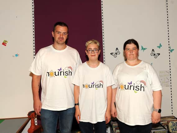 Jason Smith, Owen Smith (15), Kelly Ramage and Chloe Ramage (not pictured) will walk from Kirkcaldy to Anstruther to raise cash for Nourish.  Pic: Fife Photo Agency.