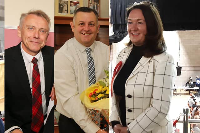 Ian Cameron (left) is the new convener of Kirkcaldy area committee with Julie MacDougall as his deputy,. Craig Walker (centre) will lead the Glenrothes committee.