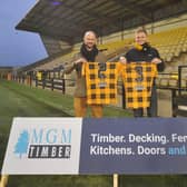Representatives from MGM Timber at the unveiling event for East Fife's stadium name change last Friday: Graham Johnston, chief executive officer of Donaldson Group with Steve Galbraith, managing director of MGM Timber (Photo: Contributed)