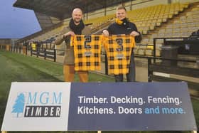 Representatives from MGM Timber at the unveiling event for East Fife's stadium name change last Friday: Graham Johnston, chief executive officer of Donaldson Group with Steve Galbraith, managing director of MGM Timber (Photo: Contributed)