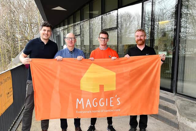 Adam Kent, Maggie's fundraising manager, Councillor Alistair Cameron, Graham MacInness, who will be run the half marathon for Maggie's and Allan Harley, Maggie's Event Director  (Pic: Fife Photo Agency)