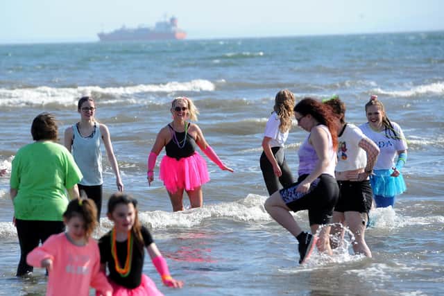 The students from the dance academy raised over £1000 with the sponsored Loony Dook. Pic: Fife Photo Agency.