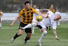 East Fife's Stewart Murdoch tussles with Callumn Morrison. Pic by Alan Murray