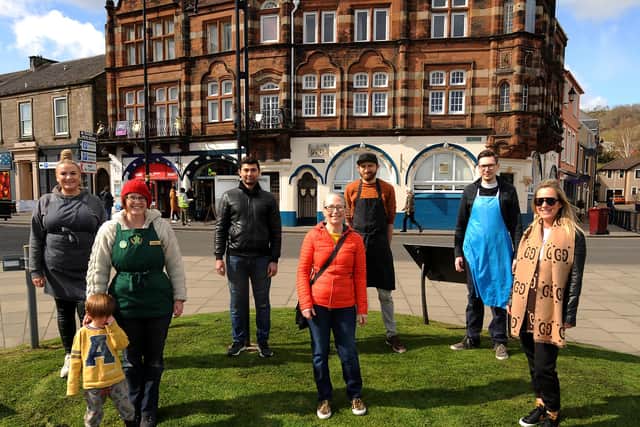 Representatives from various Burntisland businesses taking part in the June Fiver Fest including The Roasting Project, Grain & Sustain, Totally Hardware, The Fix Fife, C Sinclair Fish Merchant and Novelli's with Yvonne Shivas from Totally Locally Burntisland. Pic: Fife Photo Agency