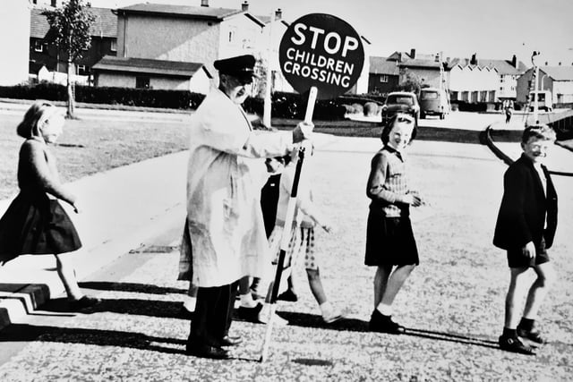 A school crossing patrol in Glenrothes, date unknown