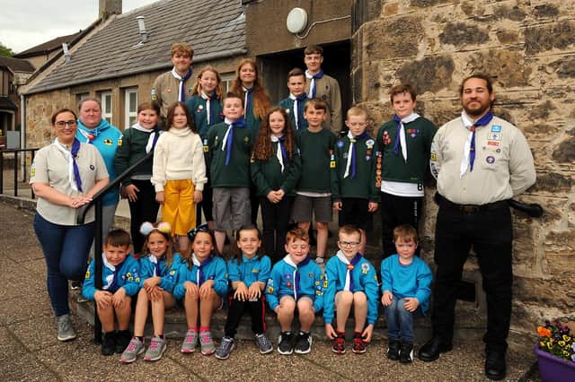 The 86th Fife Scout Group, with leaders Jane McGuire, Tracy Rushford and Daniel Balson. Picture: Fife Photo Agency