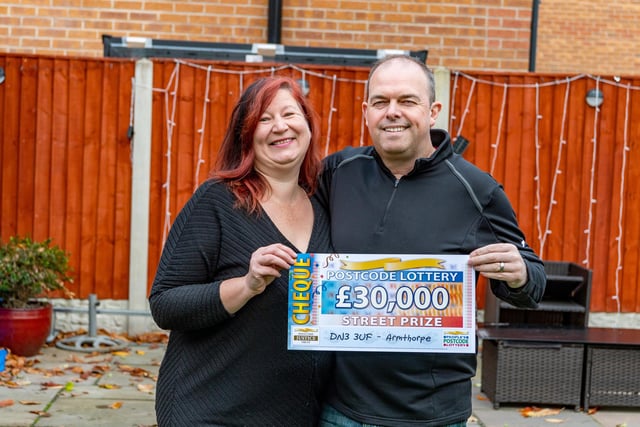 November 25, 2021 - Six players each won £30,000. Winners included Gary Wilkinson and his partner Lorraine (pictured) and Chris Whiting and his partner Rachel. Gary and Lorraine said some of the winnings would go towards a trip to see Lorraine’s mum in Cyprus, while Chris said his two daughters would each get £1,000 for Christmas