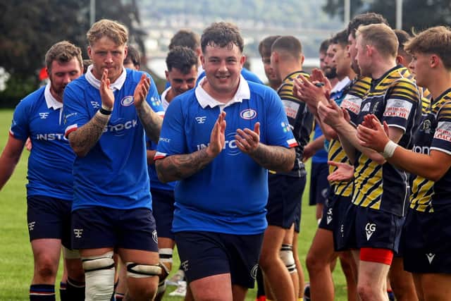 Delighted Blues skipper Craig Hamilton post match at Dundee (Pics by Michael Booth)