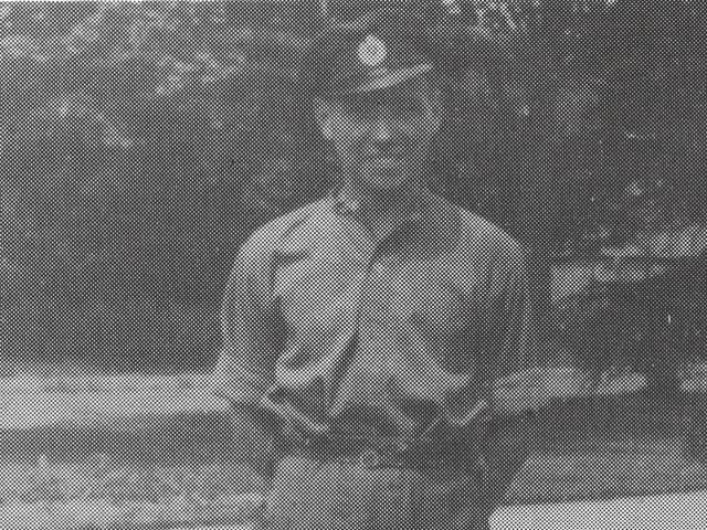 Charles Meacher at the Longmoor Military Railway in 1943.