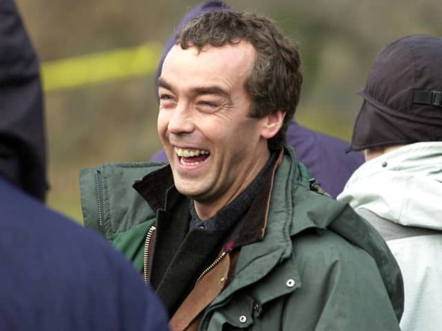 John Hannah filming at Salisbury Crags in Edinburgh in December 2000