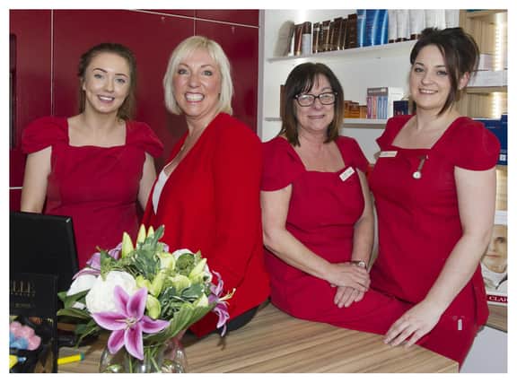 Christine Cunningham Smith and the girls at Bliss Beauty in Kirkcaldy which recently marked its 20th birthday. Pic: George McLuskie.